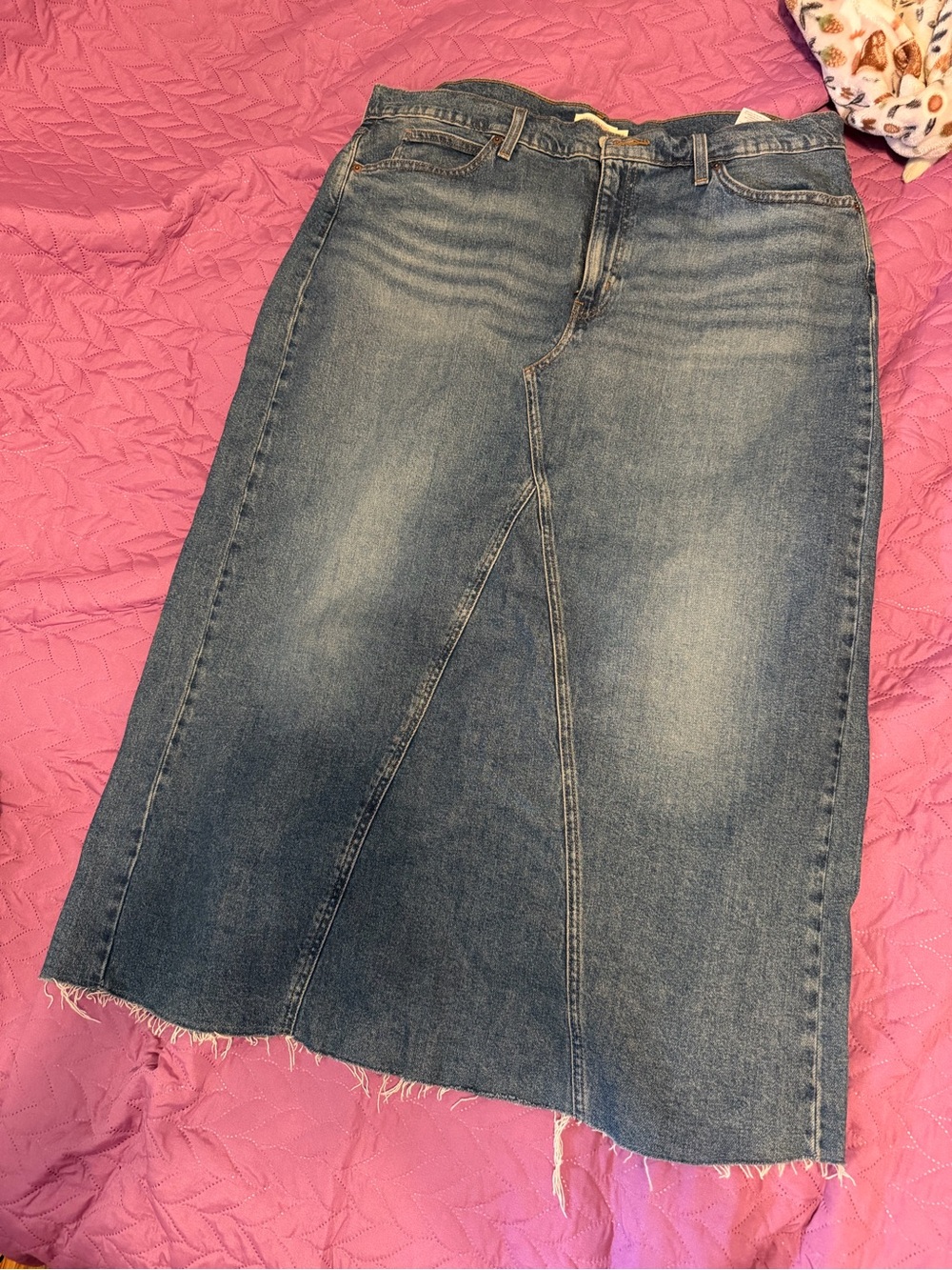 Levi's Blue Straight-Leg Denim Midi Skirt
